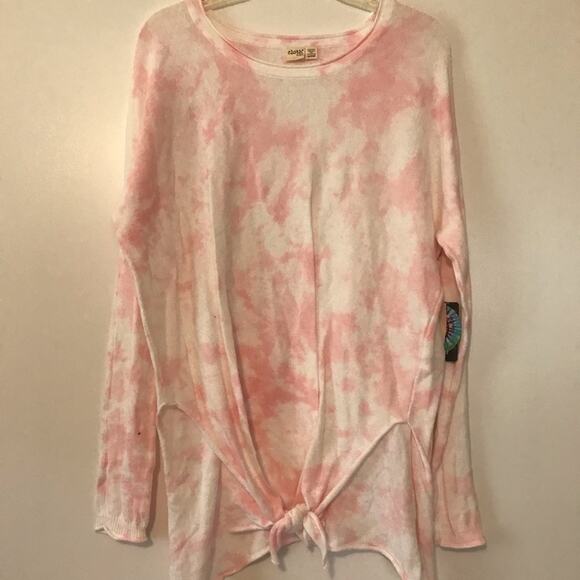 Cloth by Design Pink Tie Dye front tie sweater XS lightweight shirt style - Picture 1 of 5